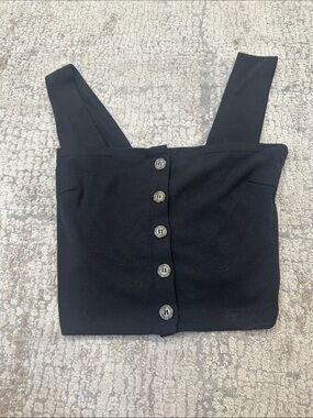 Skylar + Madison Black Button-Front Crop Tank